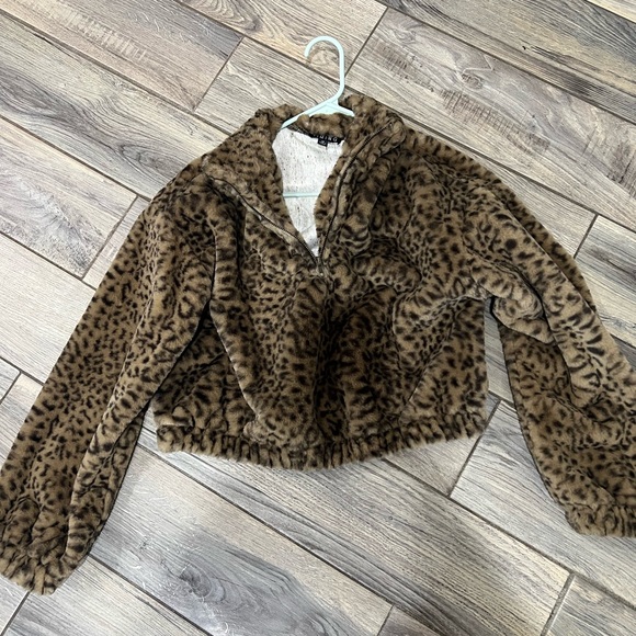Timing Jackets & Blazers - Timing Leopard Print Puffer Jacket